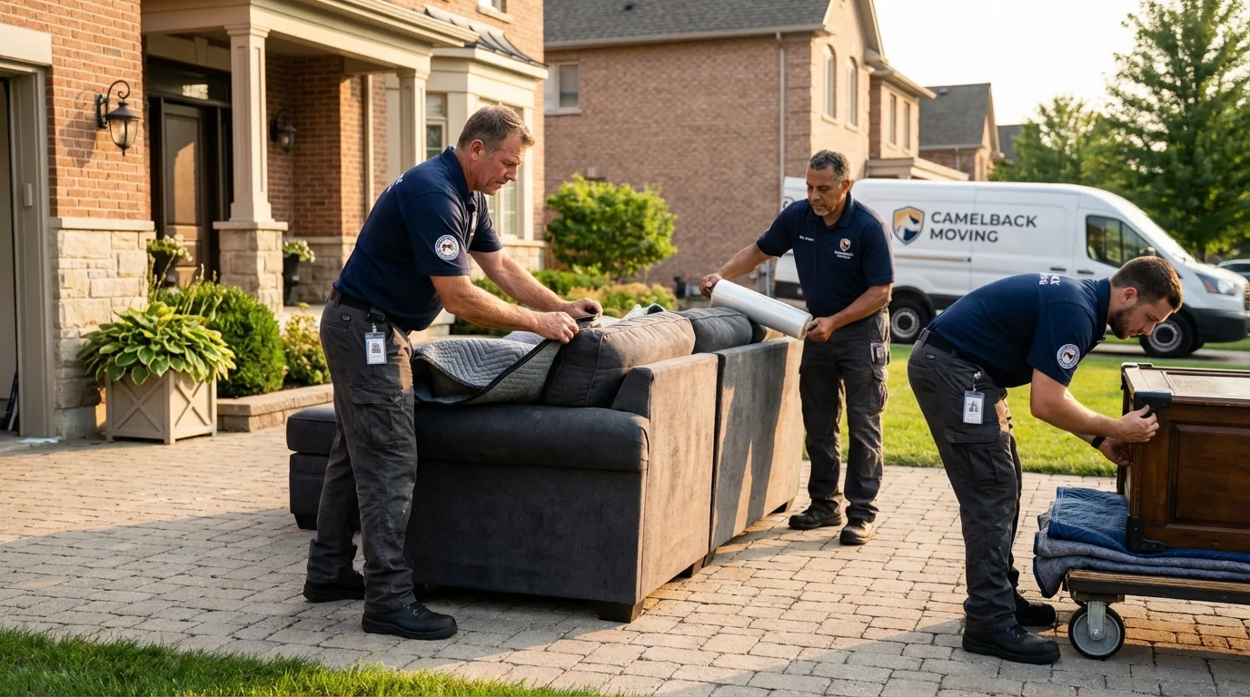 Large estate moving crew wrapping furniture in San Lorenzo, CA