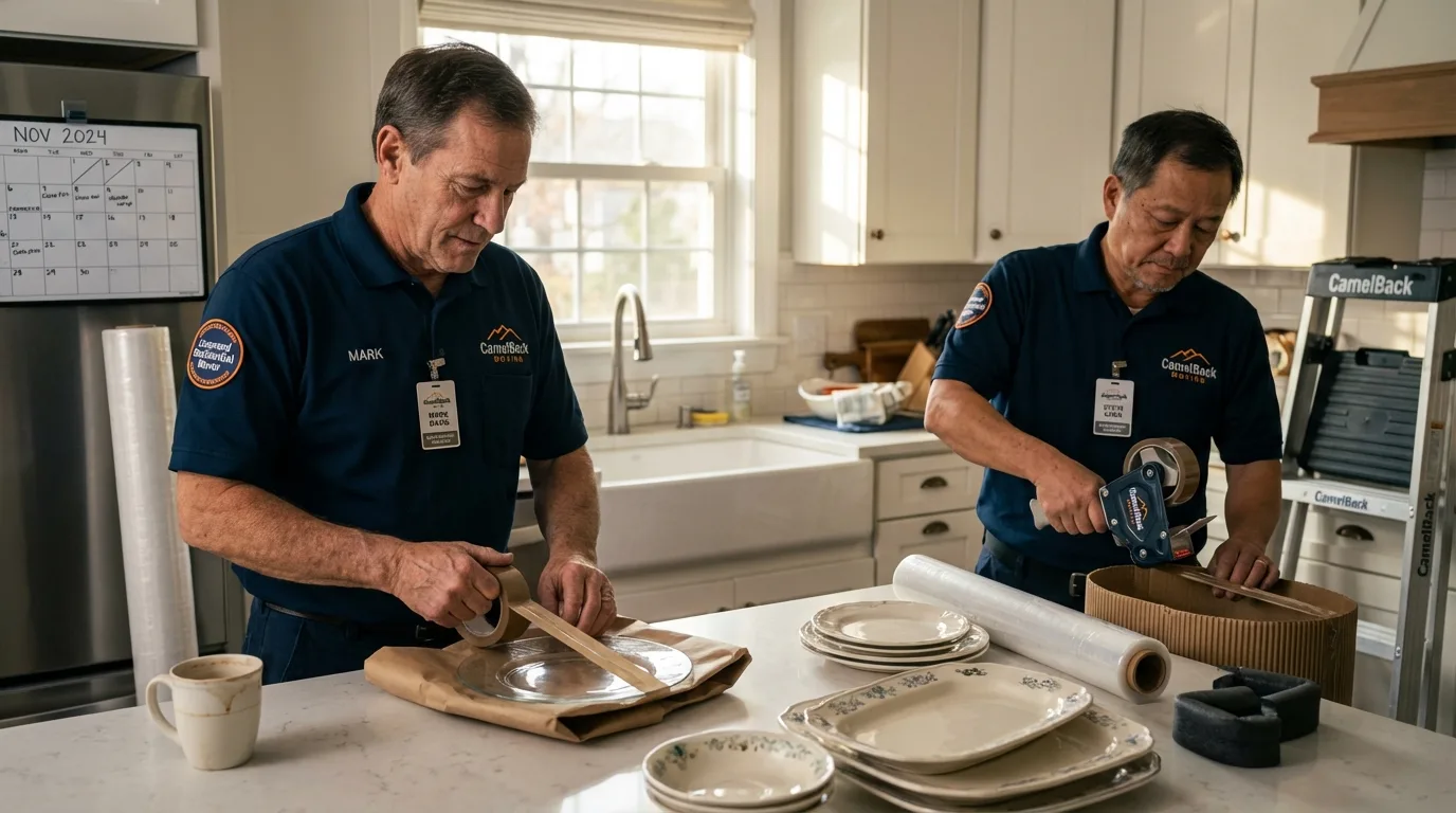 Professional crew packing kitchen dishware in San Lorenzo, CA